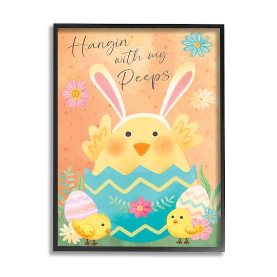 Stupell Industries Hangin' With My Peeps Easter Egg Chicks Framed Giclee Art